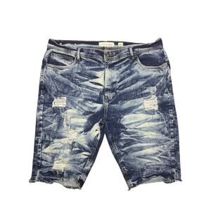 Evolution in Design Baggy Denim Shorts Men’s Size 44 Blue Distressed Relaxed Fit